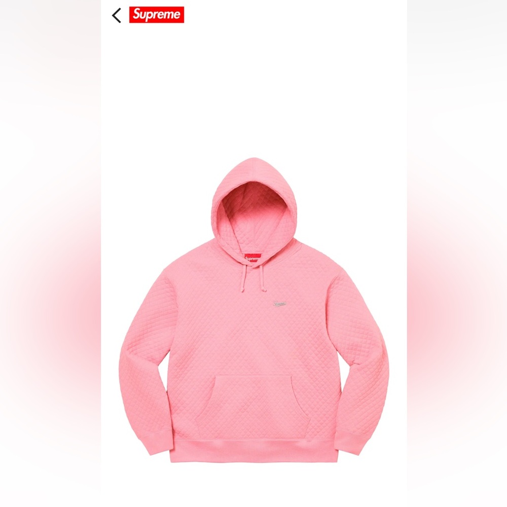 Supreme Pink Quilted Hooded Sweatershirt